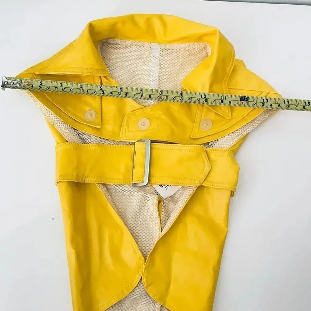 NWT Gorgeous Claire’s Vintage Y2K M/L Yellow Dog Raincoat Coat Jacket with belt